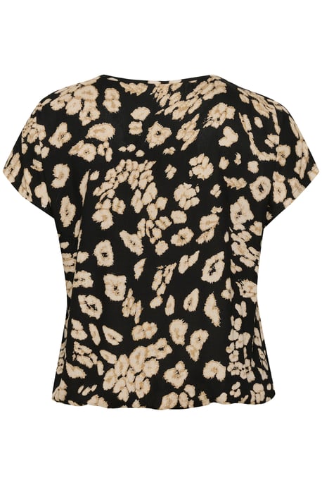 Blouse with short sleeve Loose fit Black/Sand Leo Print - Image 5