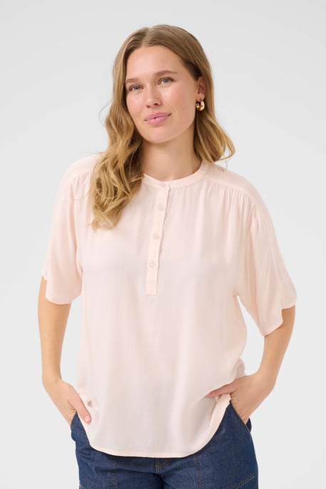 Blouse met korte mouwen Casual fit Crystal Pink rose - Image 3