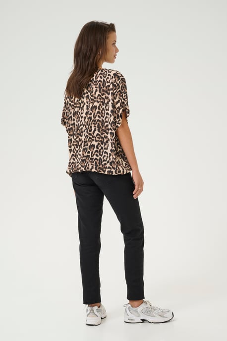 Sleeveless blouse Loose fit Naturel Leopard Print - Image 2