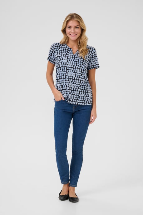 Blouse with short sleeve Regular fit Black/Blue Graphic Dot - Image 1