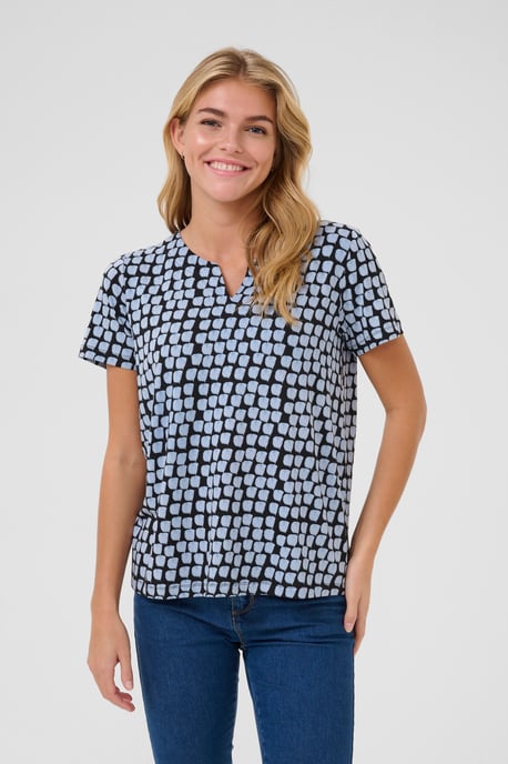 Blouse with short sleeve Regular fit Black/Blue Graphic Dot - Image 3