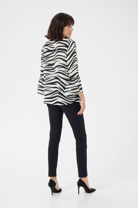 Blouse with short sleeve Regular fit Chalk/Black Animal - Image 2