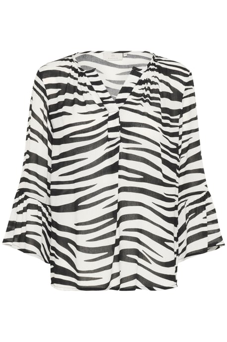 Blouse with short sleeve Regular fit Chalk/Black Animal - Image 4