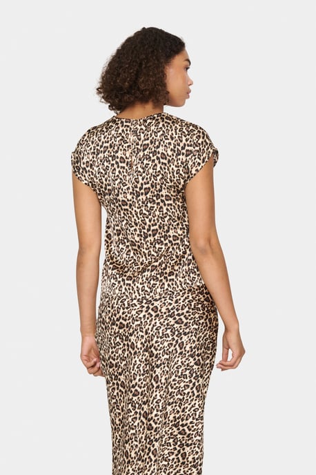 Blouse met korte mouwen Regular fit Black Reg Leo leopard - Image 3