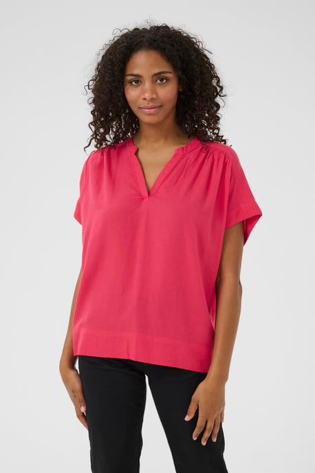 Blouse with short sleeve Loose fit Raspberry - Image 3