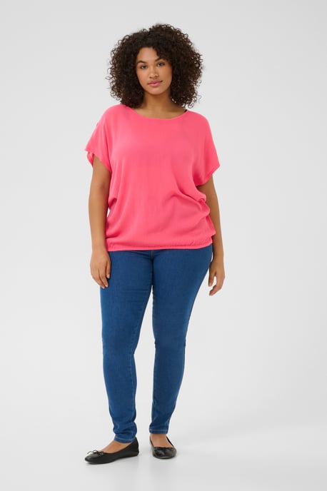 Blouse met korte mouwen Loose fit Raspberry pink - Image 1