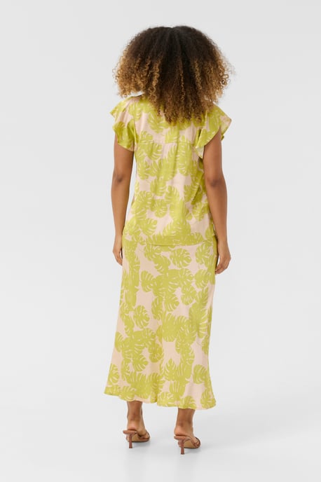 Blouse with short sleeve Relaxed fit Green Palm Leaves - Image 2
