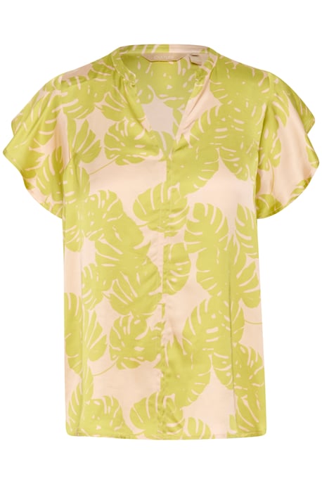 Blouse with short sleeve Relaxed fit Green Palm Leaves - Image 4