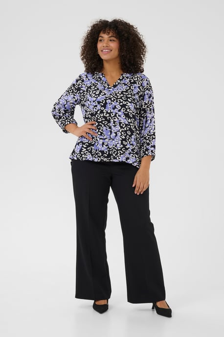 Blouse with short sleeve Regular fit Blue Leopard - Image 1