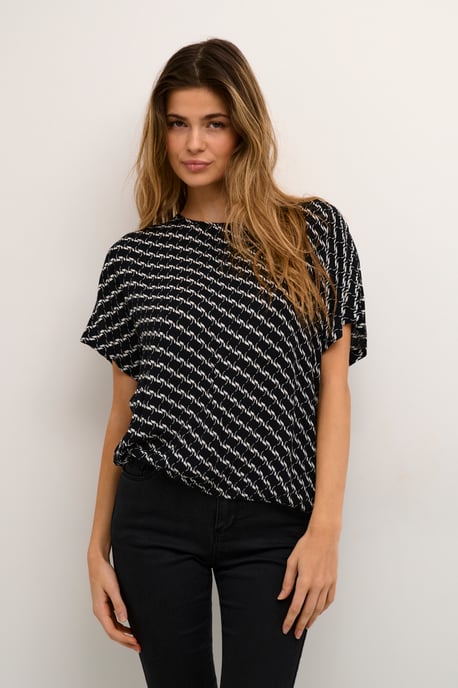 Sleeveless blouse Loose fit Black/Chalk Graphic Print - Image 4