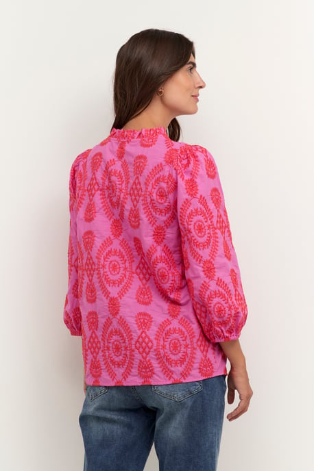Blouse with short sleeve Casual fit Fuchsia Pink - Image 5