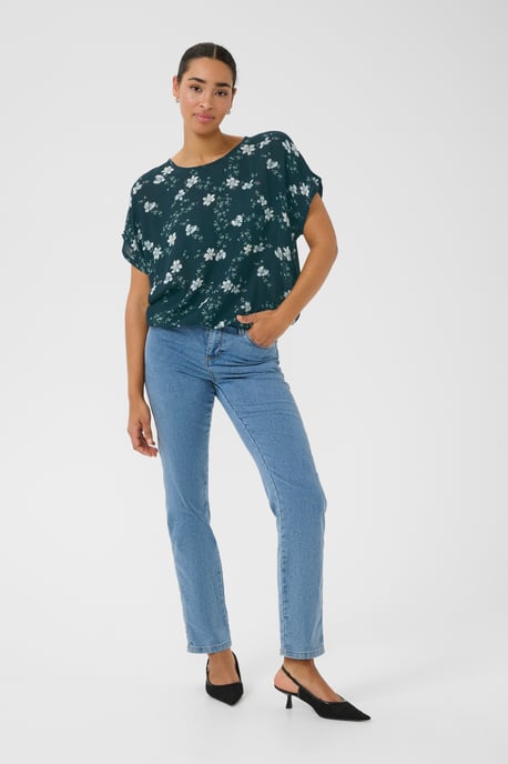 Blouse with short sleeve Relaxed fit Midnight marine little flower - Image 2