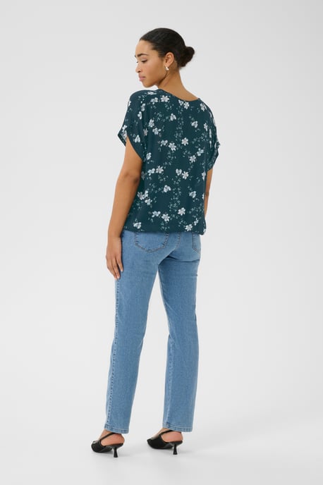 Blouse with short sleeve Relaxed fit Midnight marine little flower - Image 3