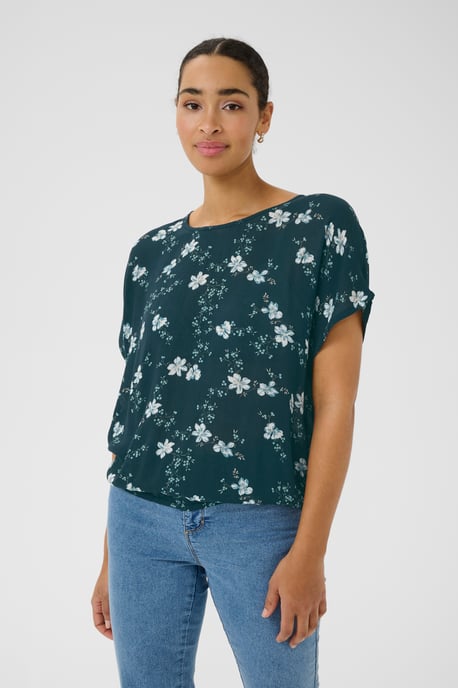 Blouse with short sleeve Relaxed fit Midnight marine little flower - Image 5