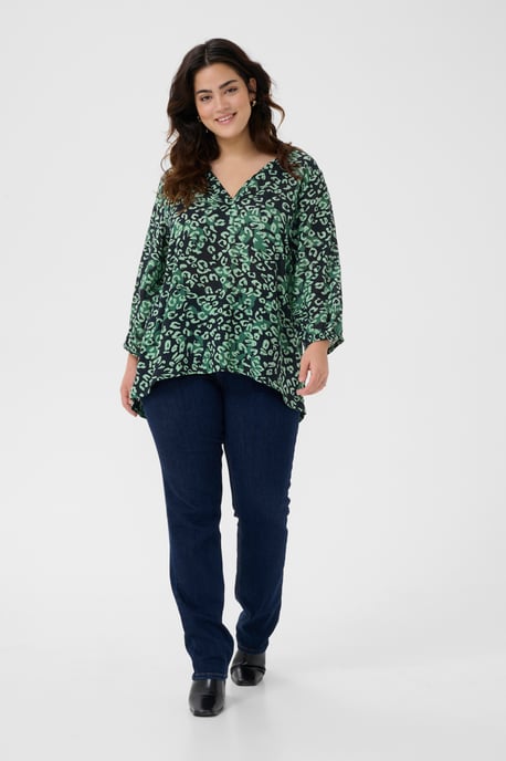 Blouse with short sleeve Regular fit Green Leopard - Image 1