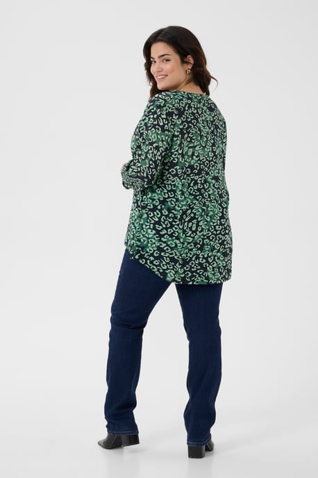 Blouse with short sleeve Regular fit Green Leopard - Image 3