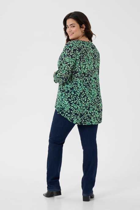 Blouse with short sleeve Regular fit Green Leopard - Image 4