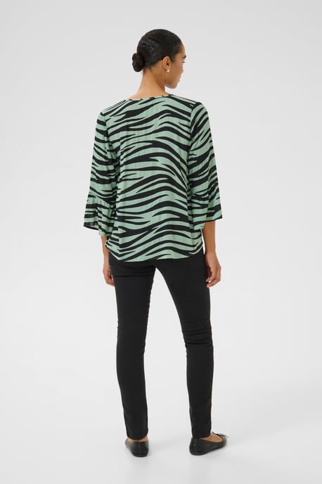 Blouse with short sleeve Regular fit Green/Black Animal - Image 2