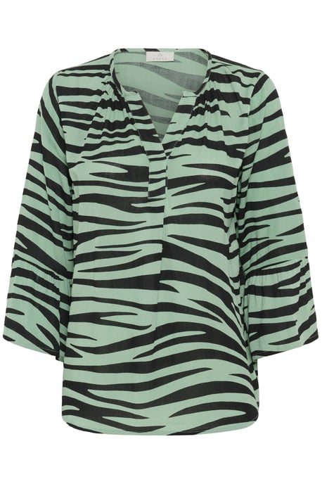 Blouse with short sleeve Regular fit Green/Black Animal - Image 4