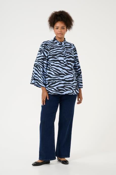Blouse met korte mouwen Regular fit Blue / Black graphic black blue - Image 1