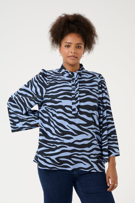 Blouse met korte mouwen Regular fit Blue / Black graphic black blue - Image 3