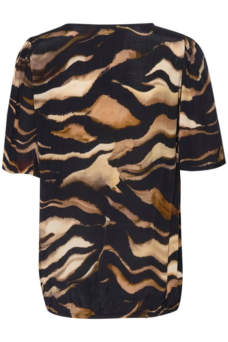 Blouse with short sleeve Regular fit Black/Brown Tiger Print - Image 5