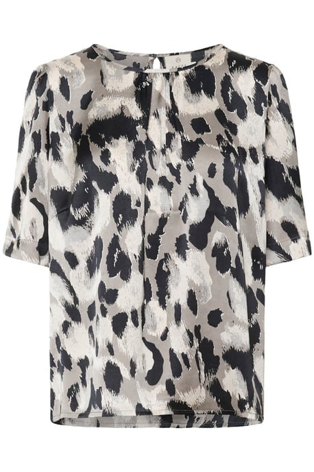 Blouse with short sleeve Regular fit Grey Leopard Print - Image 4