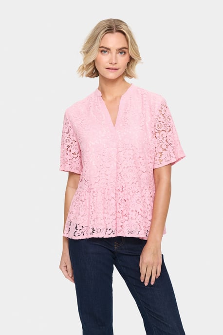 Blouse with short sleeve Regular fit Pink Nectar - Image 3
