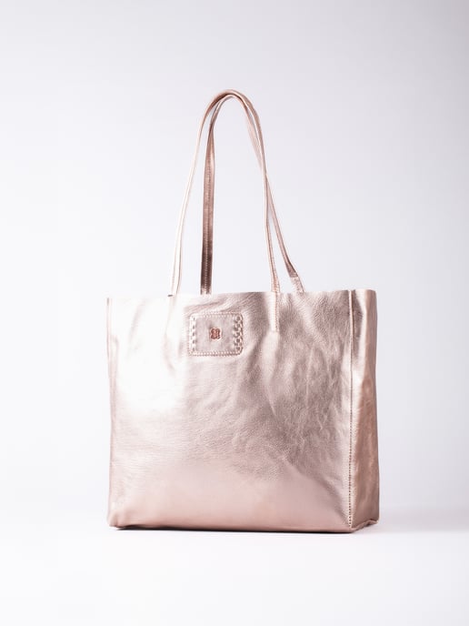 Tarnly Leather Tote Bag in Rose Gold - Image 1