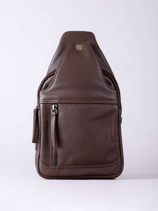Explorer Leather Sling Bag In Brown - Image 2