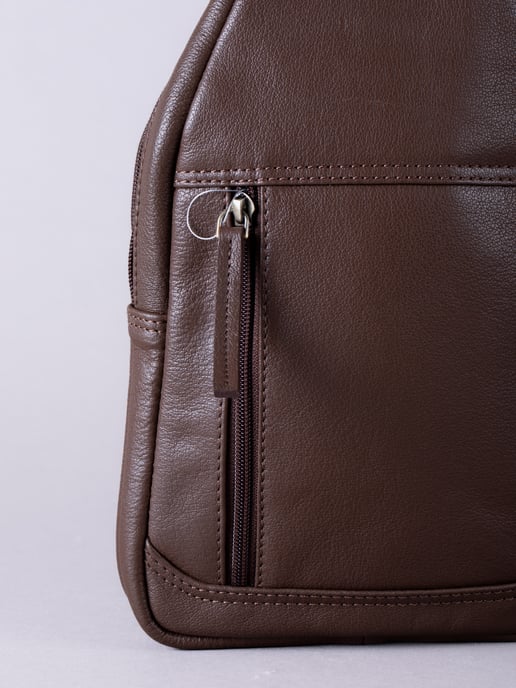 Explorer Leather Sling Bag In Brown - Image 3
