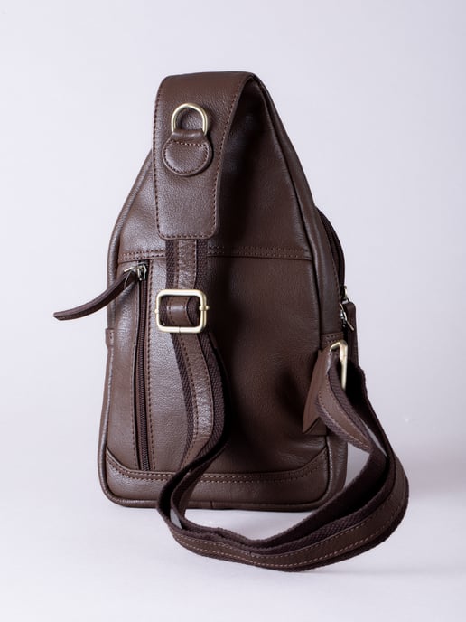 Explorer Leather Sling Bag In Brown - Image 5