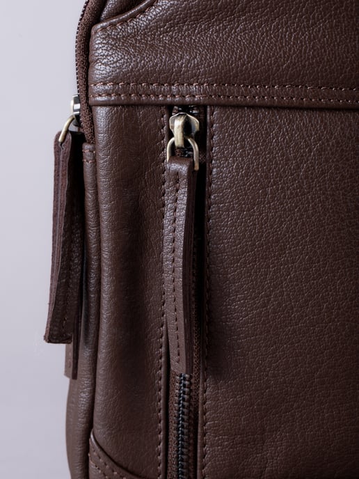 Explorer Leather Sling Bag In Brown - Image 6