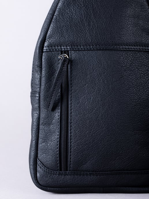 Explorer Leather Sling Bag in Black - Image 3