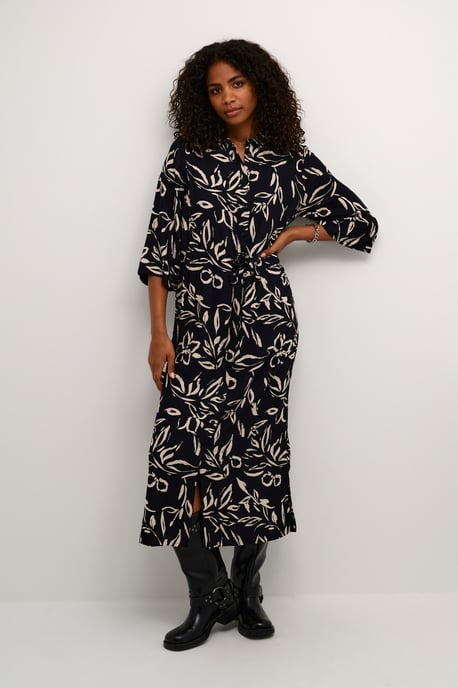 Dress Loose fit Black/Sand Painted Flower - Image 1