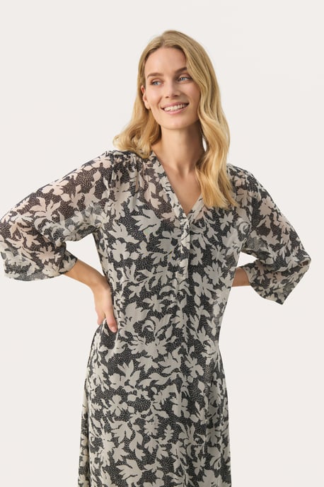 Dress Regular fit Black Stitch Leaf print - Image 3