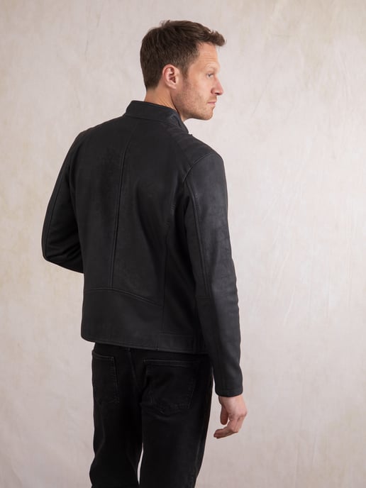Crook Leather Jacket in Navy - Image 4
