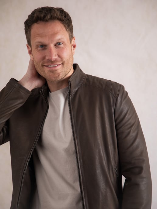 Crook Leather Jacket in Brown - Image 1