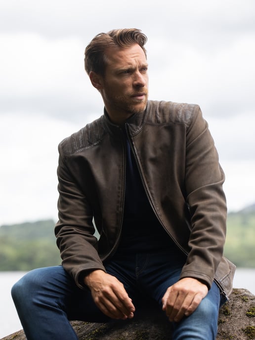 Crook Leather Jacket in Brown - Image 2