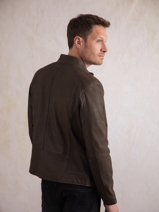 Crook Leather Jacket in Brown - Image 4