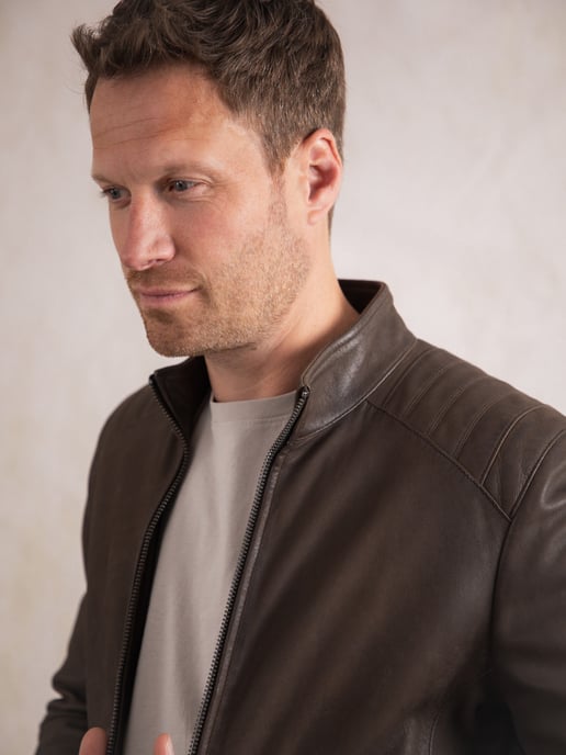 Crook Leather Jacket in Brown - Image 5