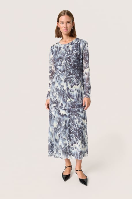 Jersey dress A-shape Dark Navy Landscape Print - Image 1