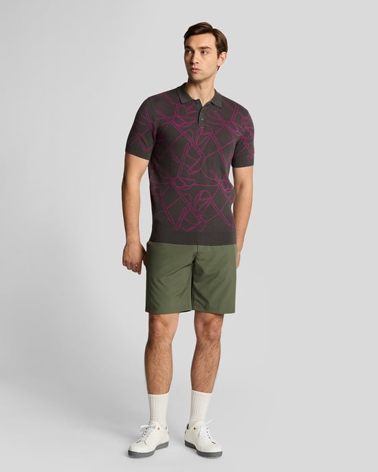 Lyle & Scott Golf Outline Gebreide Poloshirt - Paars - Image 2
