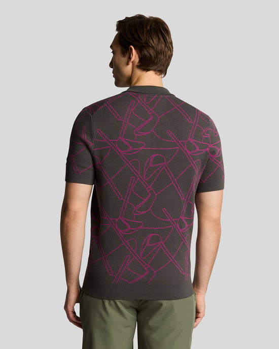 Lyle & Scott Golf Outline Gebreide Poloshirt - Paars - Image 3