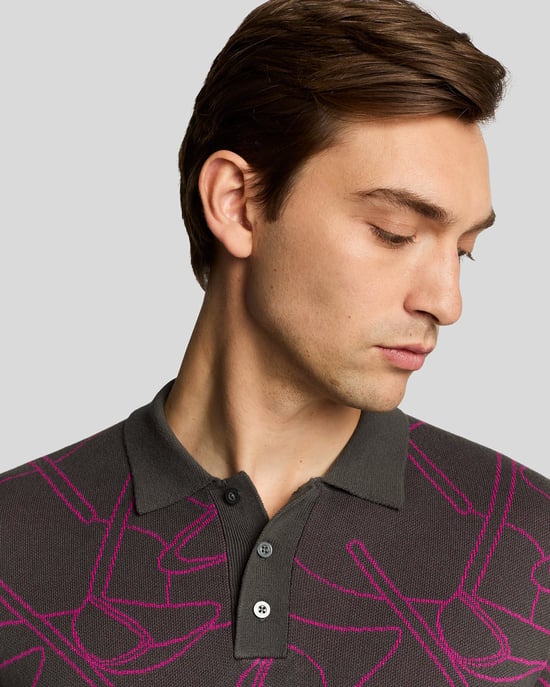Lyle & Scott Golf Outline Gebreide Poloshirt - Paars - Image 4