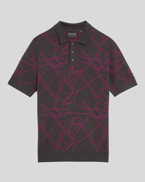 Lyle & Scott Golf Outline Gebreide Poloshirt - Paars - Image 5