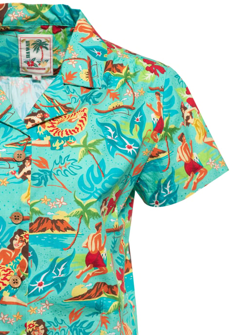 Queen Kerosin Damen Kurzarm Bluse mint - Image 3