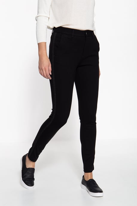 Amor, Truth & Trust Damen ATT JEANS Stretchhose mit seitlichem Streifen Ruby schwarz - Image 2