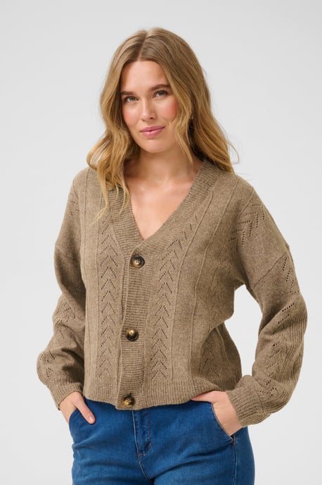 Knitted cardigan Straight fit Walnut Melange - Image 3