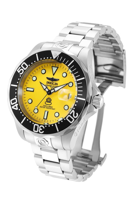 Invicta Grand Diver 3048 Heren Horloge - Automatisch Uurwerk - Roestvrij Staal met Gele Wijzerplaat - 47mm - Image 2